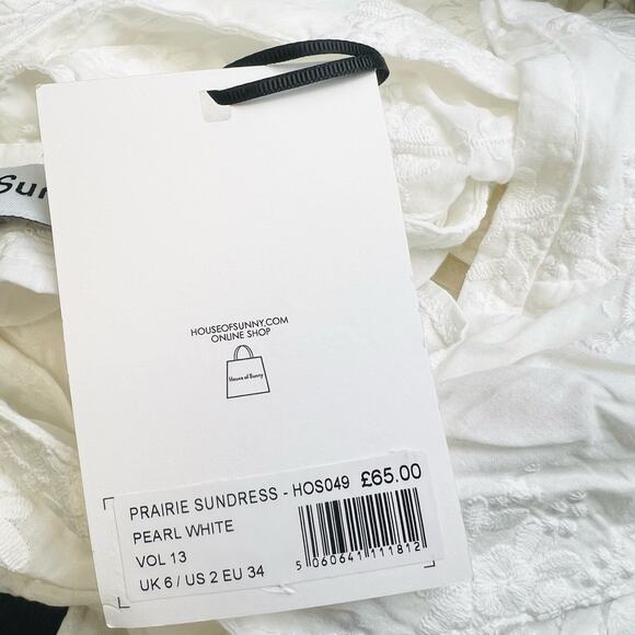 House of Sunny Prairie Sundress Pearl White Dress‎ Embroidered Floral Size 2 - Picture 8 of 8